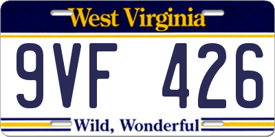 WV license plate 9VF426
