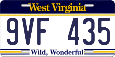WV license plate 9VF435