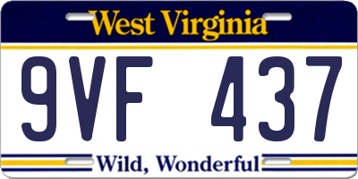 WV license plate 9VF437