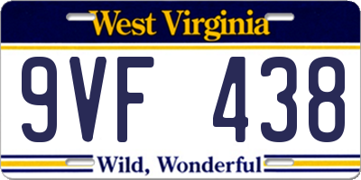 WV license plate 9VF438