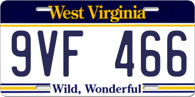 WV license plate 9VF466