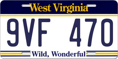 WV license plate 9VF470
