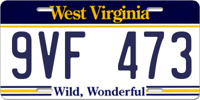 WV license plate 9VF473