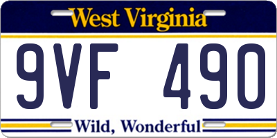 WV license plate 9VF490