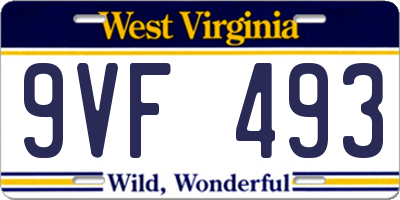 WV license plate 9VF493