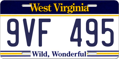 WV license plate 9VF495