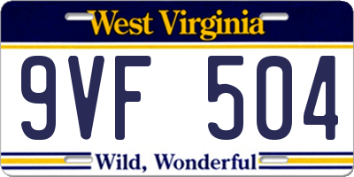 WV license plate 9VF504