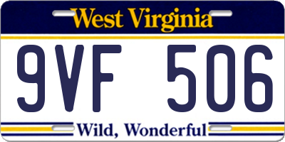 WV license plate 9VF506