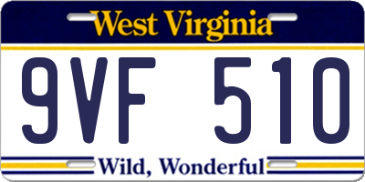 WV license plate 9VF510