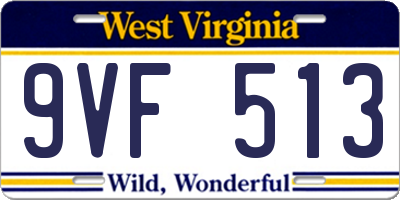 WV license plate 9VF513
