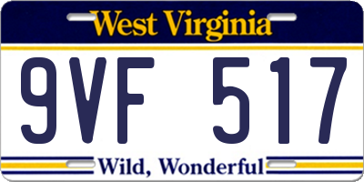 WV license plate 9VF517