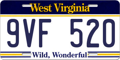 WV license plate 9VF520