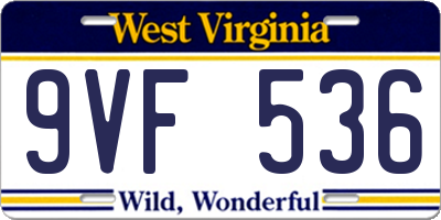 WV license plate 9VF536