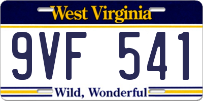 WV license plate 9VF541