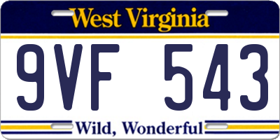 WV license plate 9VF543
