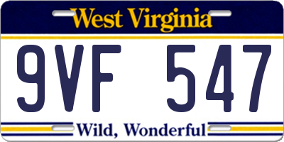 WV license plate 9VF547