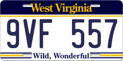 WV license plate 9VF557