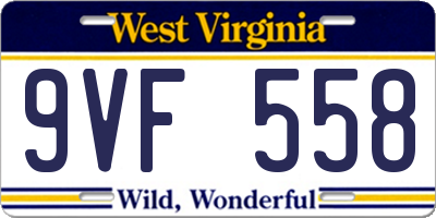 WV license plate 9VF558