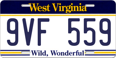 WV license plate 9VF559