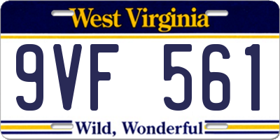 WV license plate 9VF561