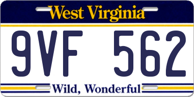 WV license plate 9VF562
