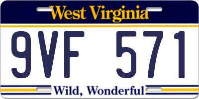 WV license plate 9VF571