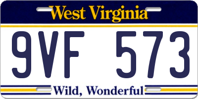 WV license plate 9VF573