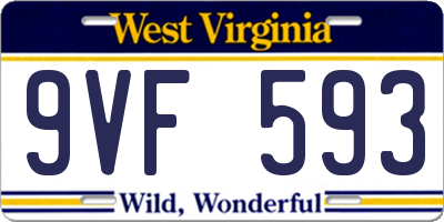 WV license plate 9VF593