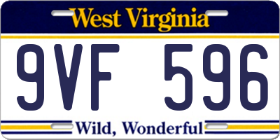 WV license plate 9VF596