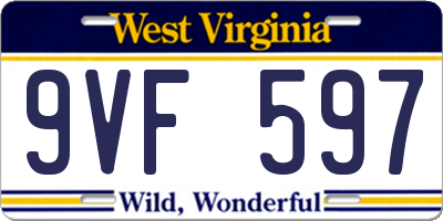 WV license plate 9VF597