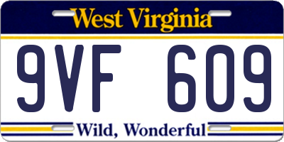 WV license plate 9VF609