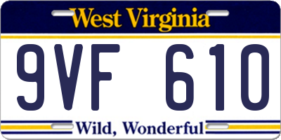 WV license plate 9VF610