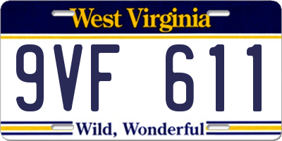 WV license plate 9VF611