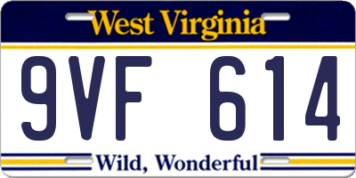 WV license plate 9VF614