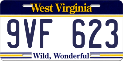 WV license plate 9VF623