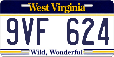WV license plate 9VF624
