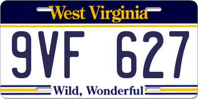 WV license plate 9VF627