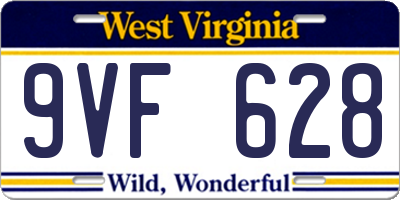 WV license plate 9VF628