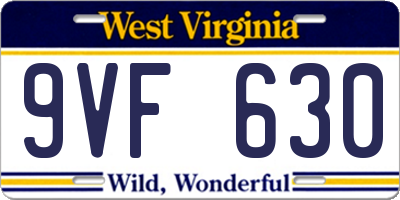 WV license plate 9VF630
