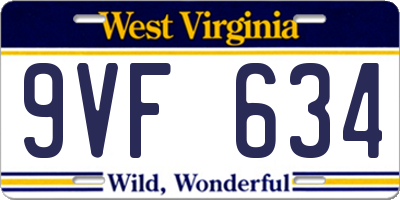WV license plate 9VF634