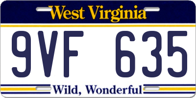 WV license plate 9VF635