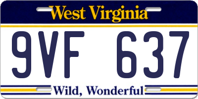 WV license plate 9VF637