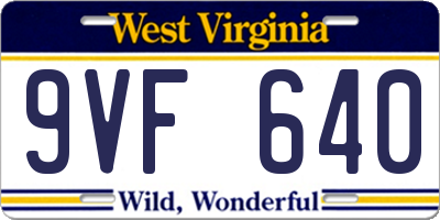 WV license plate 9VF640