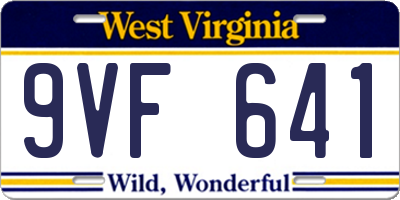 WV license plate 9VF641