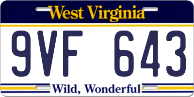 WV license plate 9VF643