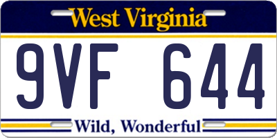 WV license plate 9VF644