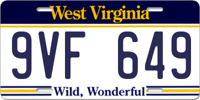 WV license plate 9VF649
