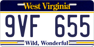 WV license plate 9VF655