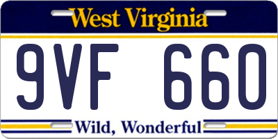 WV license plate 9VF660