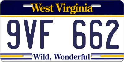 WV license plate 9VF662
